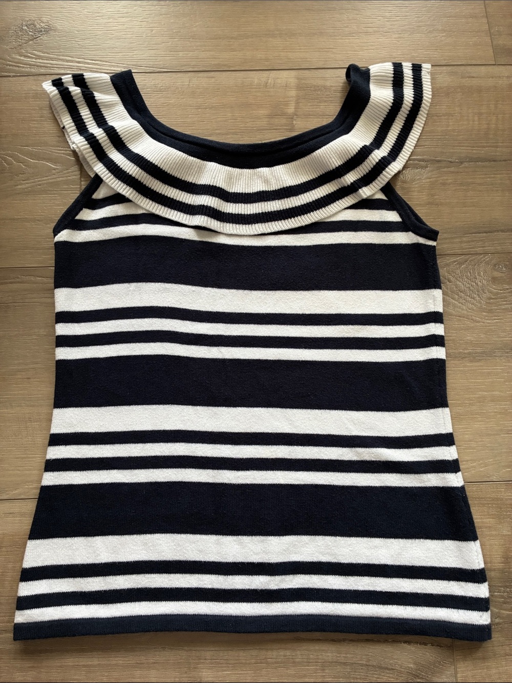 LOFT Navy and White Striped Sleeveless Top Size XS